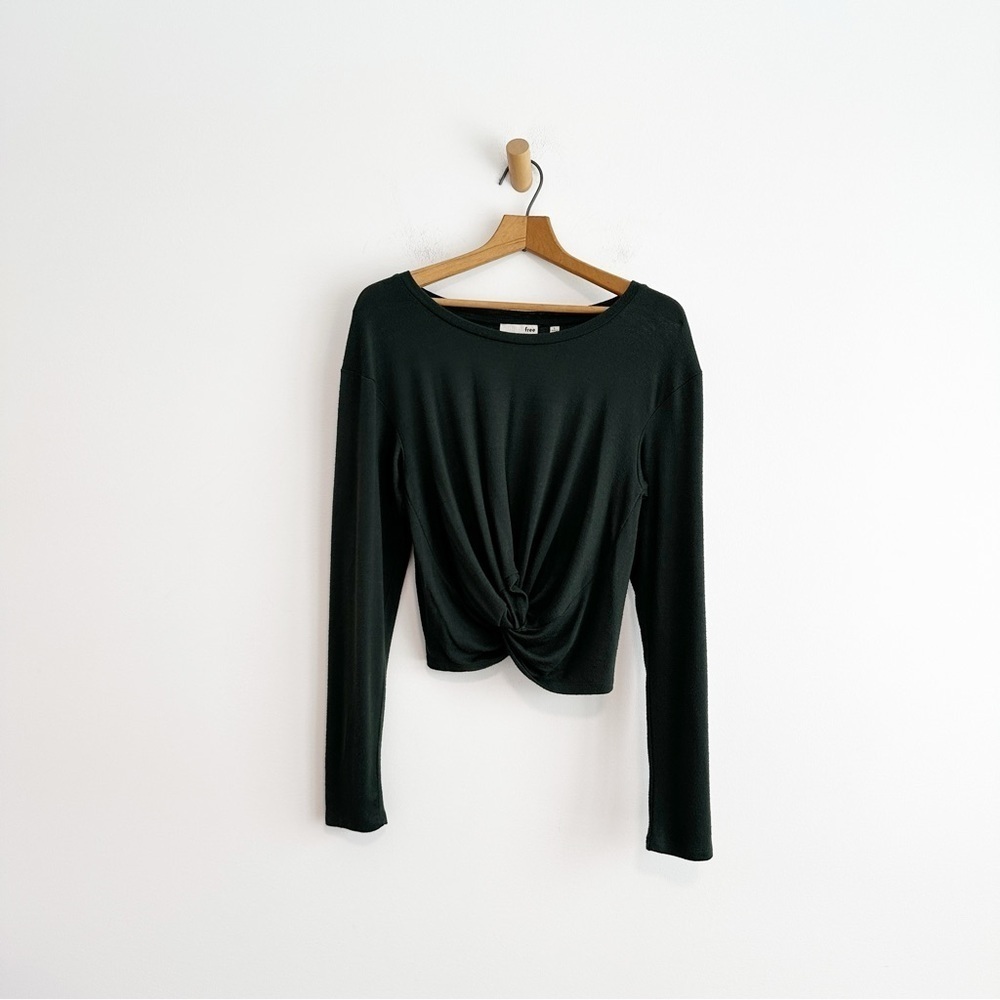 Wilfred Free Front Knot Long Sleeve Knit Top Dark Green Women's Size Large